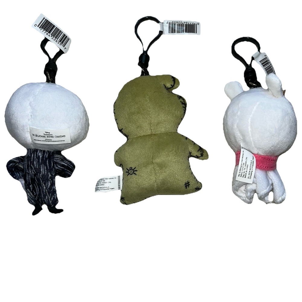 NWT Nightmare Before Christmas Plush Bag Clip Lot Of 3 Jack Oogie Zero - Picture 3 of 3